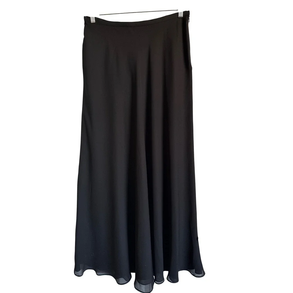 Adrianna Papell‎ Evening Essentials Black Chiffon Maxi Skirt 16 Formal Elegant